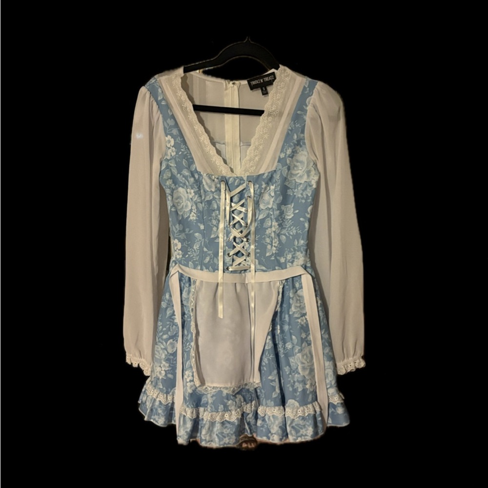 Dolls Kill Beauty and the Beast blue apron dress